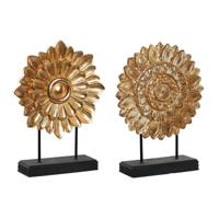 Decoratieve figuren DKD Home Decor 25 x 8 x 34 cm Zwart Gouden Modern Cirkels (2 Stuks) - thumbnail