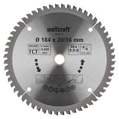 Wolfcraft Handcirkelzaagblad | HM | 56 Zähne | Ø184 x 20/16mm | 1 stuk - 6622000