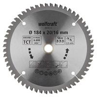 Wolfcraft Handcirkelzaagblad | HM | 56 Zähne | Ø184 x 20/16mm | 1 stuk - 6622000 - thumbnail