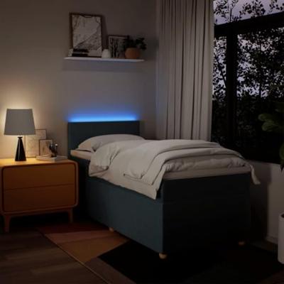 Boxspring met matras stof blauw 100x200 cm