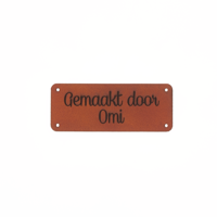 Leren label 'Gemaakt door Omi' 20x50mm - 3 stuks - thumbnail