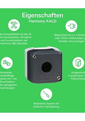 Schneider Electric XALD134 Harmony XALD134 Keuzetoets In behuizing Draaischakelaar Donkergrijs, Lichtgrijs 1 x 90 ° Draai-ontgrendeling 1 stuk(s)