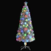 Kunstkerstboom met verlichting 240 cm glasvezel wit - thumbnail