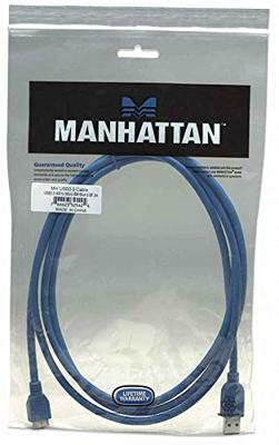 Manhattan USB-A naar micro-USB-kabel, 2m, mannelijk naar mannelijk, blauw, 5 Gbps (USB 3.2 Gen1 aka USB 3.0), SuperSpeed USB, levenslange garantie, polybag