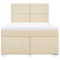 Boxspring met matras stof crèmekleurig 160x200 cm - thumbnail