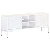 VidaXL Tv-meubel 115x30x46 cm massief mangohout wit - thumbnail
