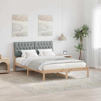 Bedframe met Gevoerd Hoofdgedeelte Bruin 160 x 200 cm