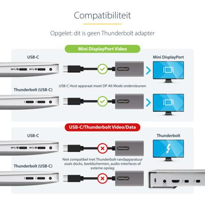 Adapter USB-C naar Mini DisplayPort Startech CDP2MDPEC Zwart/Gris