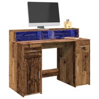 Bureau met LED-verlichting 120x55x91 cm bewerkt hout oud hout - thumbnail