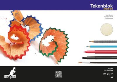 Kangaro tekenblok A3 200 gram 20 vel wit gekorreld