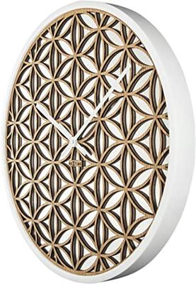 NeXtime NE-3194WI Wandklok Dia. 50 Cm, Hout/spiegel, Wit