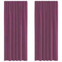 Gordijnen voile met roedezakken 2 st paars - thumbnail