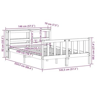 Bedframe met hoofdbord grenenhout wasbruin 140x200 cm