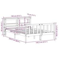 Bedframe met hoofdbord grenenhout wasbruin 140x200 cm - thumbnail