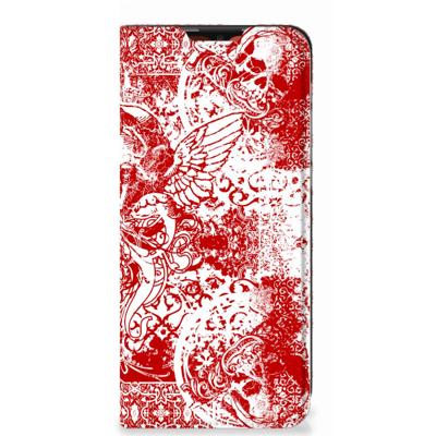 Mobiel BookCase Motorola Moto E7 Power | E7i Power Angel Skull Rood Mobiel BookCase Motorola Moto E7 Power | E7i Power Angel Skull Rood