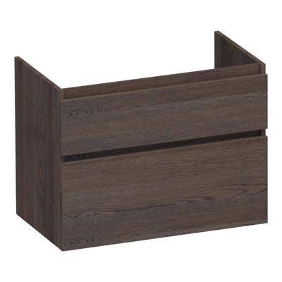 Brauer Delight - Onderkast - 80 cm - met 2 Softclose Lades Greeploos en 1 Sifon Uitsparing - Lamellen Eiken Zwart