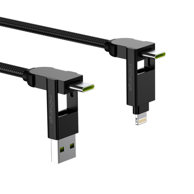 Rolling Square inCharge X Max | Alles in één kabel voor o.a. iPhone, Android, USB C en meer - Zwart