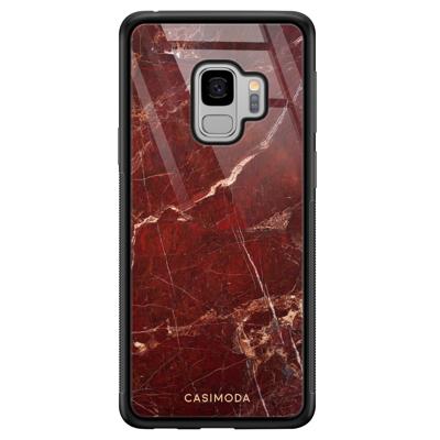 Samsung Galaxy S9 glazen hardcase - Marmer rood Samsung Galaxy S9 glazen hardcase - Marmer rood