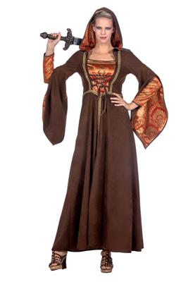 Kasteeldame Jurk Bruin/Oranje Premium