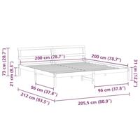 Bedframe met hoofdeinde Bruin 200 x 200 cm Massief grenenhout - thumbnail