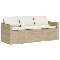 2-delige Tuinset met kussens poly rattan beige - thumbnail