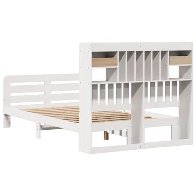 Bed met boekenkast zonder matras grenenhout wit 160x200 cm