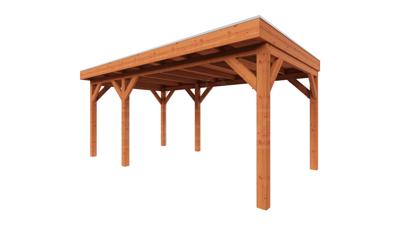 Trendhout Overkapping Refter XL 555x340 cm- Plat dak- Onbehandeld lariks Douglas hout- Trendhout