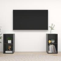 Tv-meubelen 2 st 72x35x36,5 cm bewerkt houthoogglans grijs - thumbnail