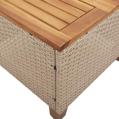 Tuintafel 45x45x37 cm poly rattan en acaciahout beige
