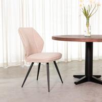 LABEL51 Eetkamerstoel Silvain - Naturel - Royal Boucle - Zwart Metalen Frame - thumbnail