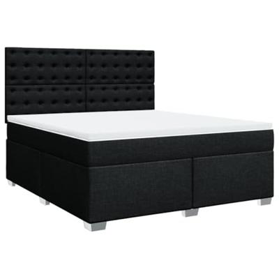Boxspring met matras stof zwart 180x200 cm