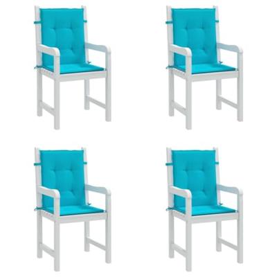 VidaXL Stoelkussens 4 st lage rug stof turquoise VidaXL Stoelkussens 4 st lage rug stof turquoise