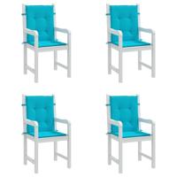 VidaXL Stoelkussens 4 st lage rug stof turquoise - thumbnail