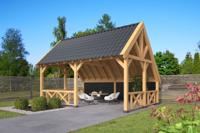 Tuindeco Billund Type 4 kapschuur 600x460 cm Red Class Wood vuren onbehandeld met wanden vuren zwart gespoten- Kapschuurdak- Hout- Tuindeco - thumbnail