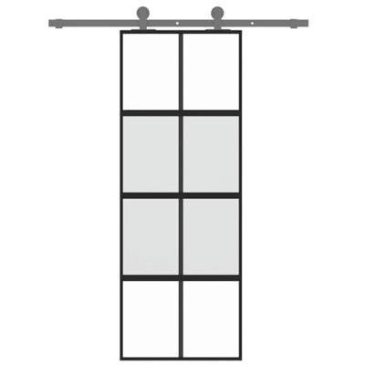 VidaXL Schuifdeur 76x205 cm gehard glas en aluminium zwart - thumbnail