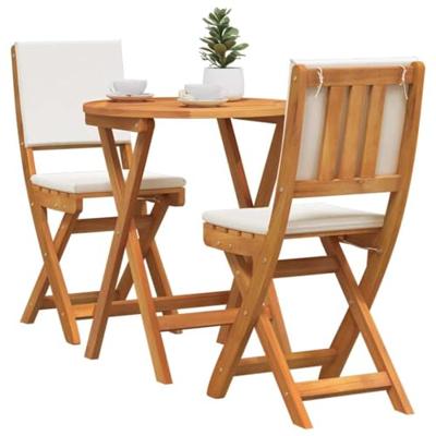 Bistroset met kussen 3 pcs Olie naturel Massief Acaciahout