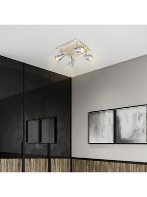 Light depot - LED opbouwspot Drift 4 licht - 23 cm - mat staal - Outlet