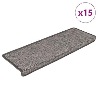 VidaXL Trapmatten zelfklevend 15st sisal-look 65x21x4cm grijs en beige