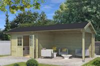 Blokhut met overkapping Maribel 680x300 Olijfgroen Geimpregneerd Outdoor Life - Outdoor life - thumbnail