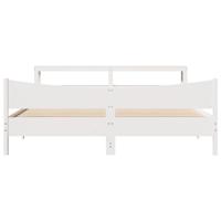 Bedframe met hoofdbord massief grenenhout wit 180x200 cm - thumbnail