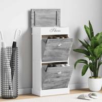 Schoenenkast 50x28x98 cm paulowniahout grijs - thumbnail