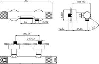 Ben Engraved Cross badkraan met watervaluitloop thermostatisch mat zwart - thumbnail
