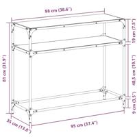 Wandtafel met zwart glazen blad 98x35x81 cm staal - thumbnail
