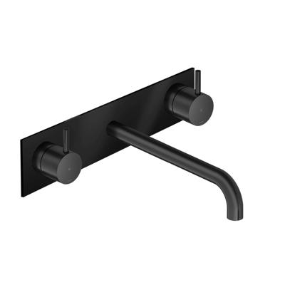 Hotbath Cobber inbouw wastafelkraan 18cm met plaat zwart mat