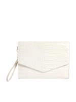 Ted Baker Wesslie Croc Effect Icon Envelope Pouch-Ivory - thumbnail