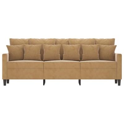 Driezitsbank 180 cm fluweel bruin
