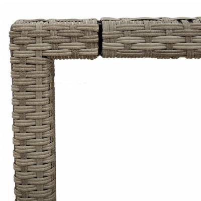Tuintafel met glazen blad 190x90x75 cm poly rattan lichtgrijs - thumbnail
