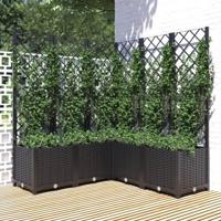 VidaXL Plantenbak met latwerk 120x120x136 cm polypropeen zwart - thumbnail