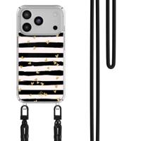 iPhone 17 Pro Max hoesje met zwart koord - Hart streepjes - thumbnail