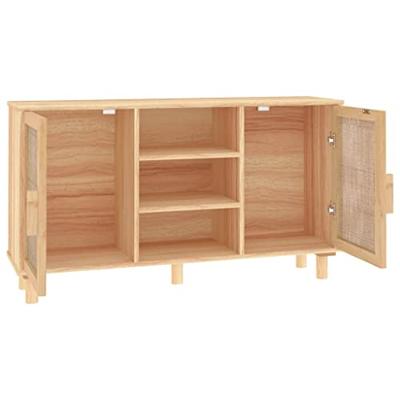 Dressoir 105x30x60 cm massief grenenhout en rattan bruin Dressoir 105x30x60 cm massief grenenhout en rattan bruin